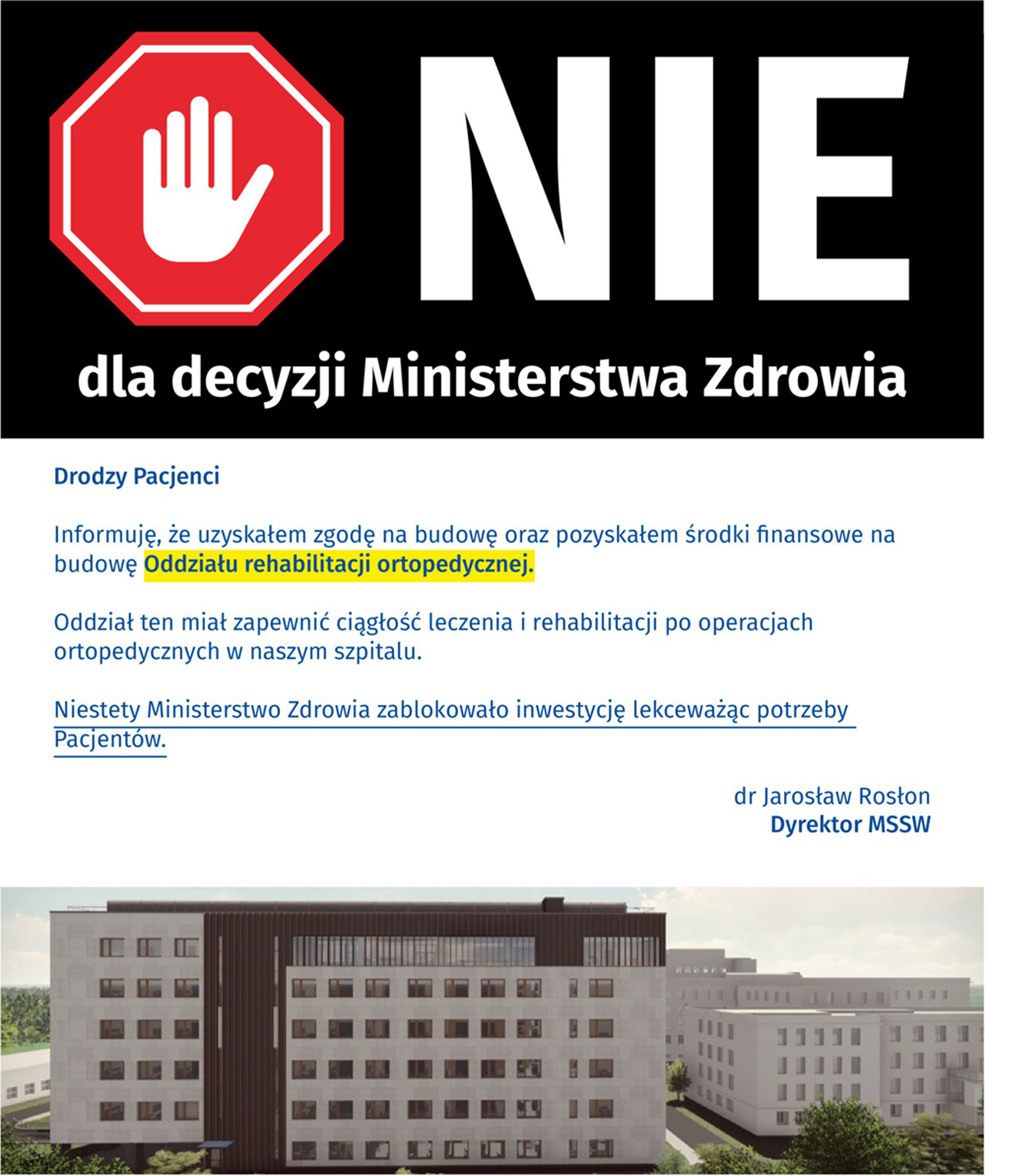 nie dla decyzji Ministerstwa Zdrowia